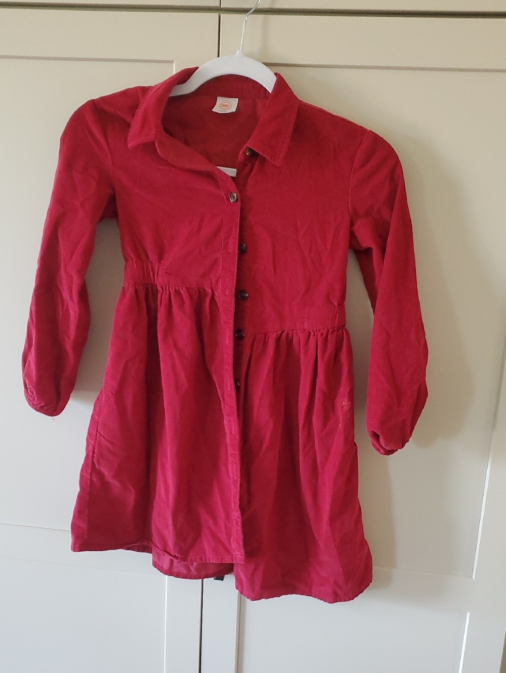Girls Velvet Dark Red Button-Front Dress Shirt
